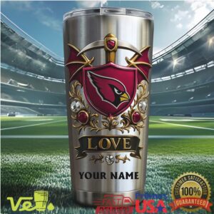 Personalized Arizona Football Shield Tumbler Custom Name Cardinals Fan Gift