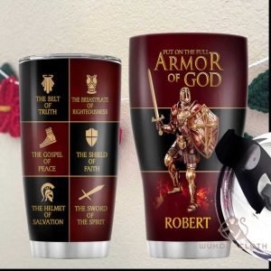 Personalized Armor of God Christian Knight Full Armor Bible Verse Tumbler