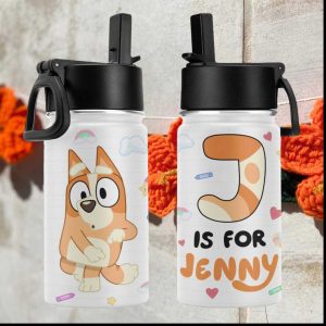 Personalized Bluey “J is for Jenny” Kids Insulated Water Bottle