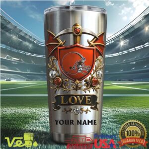 Personalized Cleveland Football Shield Tumbler Custom Name Fan Gift