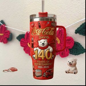 Personalized Coca Cola 140 Years of Refreshment 3D Effect Polar Bear Tumbler