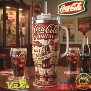 Personalized Coca Cola 140 Years of Refreshment 40oz Anniversary Tumbler
