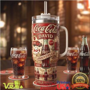 Personalized Coca Cola 140 Years of Refreshment 40oz Anniversary Tumbler