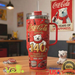 Personalized Coca Cola 140 Years of Refreshment Polar Bear 40oz Tumbler