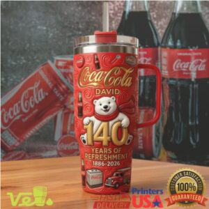 Personalized Coca Cola 140 Years of Refreshment Polar Bear 40oz Tumbler
