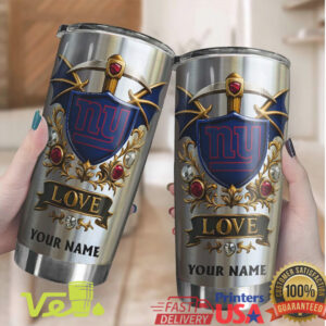 Personalized Giants Love Shield Tumbler Custom Name Football Gift