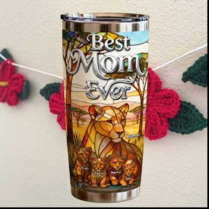 Personalized Lioness Stained Glass Best Mom Ever Tumbler