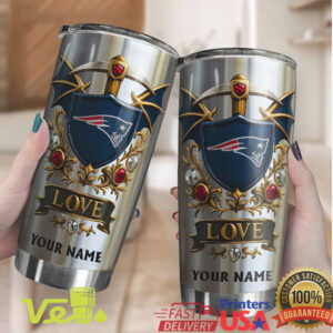 Personalized Patriots Shield Stainless Steel Tumbler Custom Name Football Fan Gift