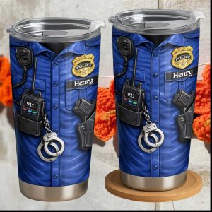 Personalized Police Officer Uniform Tumbler Custom Name Law Enforcement Gift