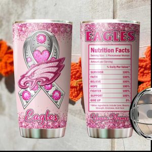 Philadelphia Eagles Breast Cancer Survivor Pink Ribbon Tumbler Wrap Design