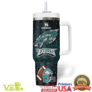 Philadelphia Eagles NFC Champions Football Mascot Stars and Galaxy Sports Fan Stainless Steel Insulated Tumbler