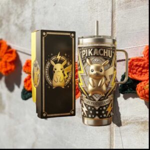 Pikachu Pokemon Electric Legend Gold Diamond Style Anime Collector Gift Stainless Steel Insulated Tumbler