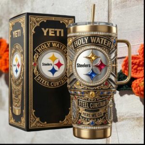 Pittsburgh Steelers Holy Water Steel Curtain NFL Football Vintage Stainless Steel Insulated Tumbler