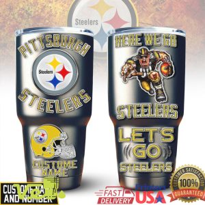 Pittsburgh Steelers NFL Here We Go Personalized Fan Gear Travel Tumbler