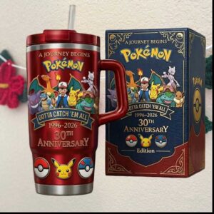 Pokémon 30th Anniversary 1996 2026 Gotta Catch 'Em All Ash Pikachu Tumbler