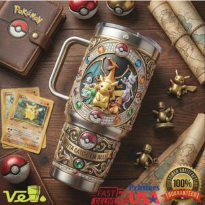 Pokemon 30th Anniversary 1996 2026 Gotta Catch Em All Characters Vintage 40oz Stainless Steel Insulated Tumbler