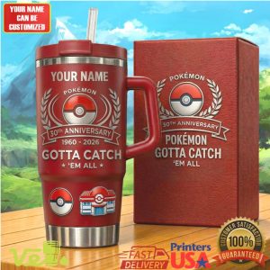 Pokemon 30th Anniversary Custom Name Gotta Catch Em All Tumbler