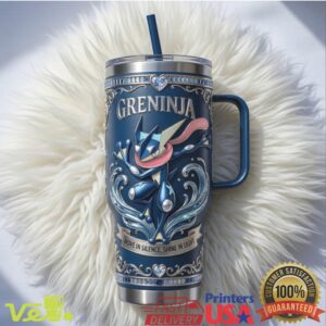 Pokemon Greninja Move In Silence Shine In Light Blue 40oz Vintage Stainless Steel Insulated Tumbler