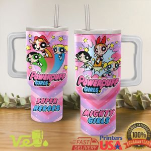 Powerpuff Girls Super Heroes Pink Purple 40oz Handle Tumbler