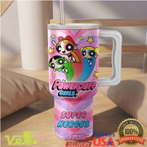 Powerpuff Girls Super Heroes Pink Purple 40oz Handle Tumbler