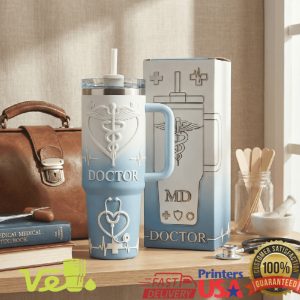 Professional Medical Doctor Caduceus Stethoscope Blue Ombre Tumbler