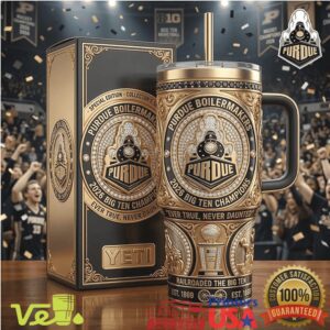 Purdue Boilermakers 2026 Big Ten Champions Gold Luxury Commemorative Basketball Tumbler