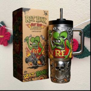 Rat Fink Hot Rod Legend Ed Roth Kustom Kulture Embossed Tumbler