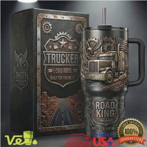 Road King Long Haul Trucker 40oz Tumbler Industrial Semi Truck Design