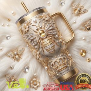 Royal Golden Bee Queen Honeycomb Luxury Jewel Style Artistic Nature Lover Gift Tumbler