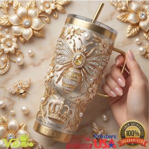 Royal Golden Bee Queen Honeycomb Luxury Jewel Style Artistic Nature Lover Gift Tumbler