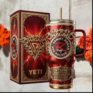 Sammy Hagar Red Rocker I Can't Drive 55 Red Gold Gift Stainless Steel Insulated Tumbler