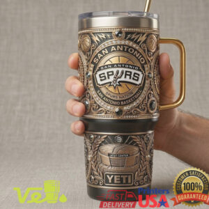 San Antonio Spurs Luxury Black & Gold 40oz Tumbler Championship Crest Edition