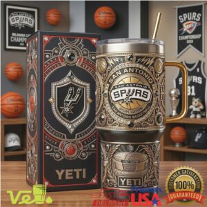 San Antonio Spurs Luxury Black & Gold 40oz Tumbler Championship Crest Edition