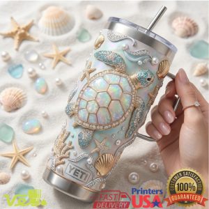 Sea Turtle Ocean Opal Jewel Shell Beach Coastal Summer Style For Women Tumbler