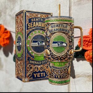 Seattle Seahawks Emerald City 1976 Retro Luxury Football Gift for Men Stainless Steel Insulated Tumbler