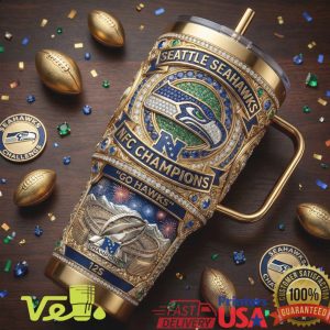 Seattle Seahawks NFC Champions Custom 40oz Tumbler with Gold Accents