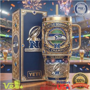 Seattle Seahawks NFC Champions Custom 40oz Tumbler with Gold Accents