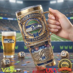 Seattle Seahawks NFC Champions Go Hawks 12s Football Fan Gift Blue 40oz Stainless Steel Insulated Tumbler