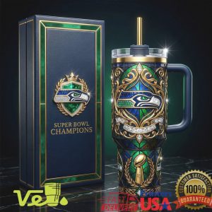 Seattle Seahawks Super Bowl Champions Stained Glass Style 40oz Tumbler