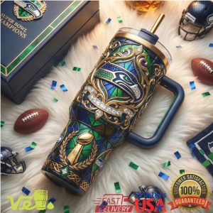 Seattle Seahawks Super Bowl Champions Stained Glass Style 40oz Tumbler