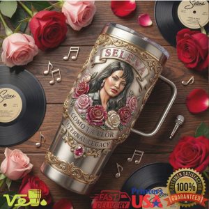Selena Quintanilla Como La Flor Eternal Legacy 40oz Tumbler with Rose Detail
