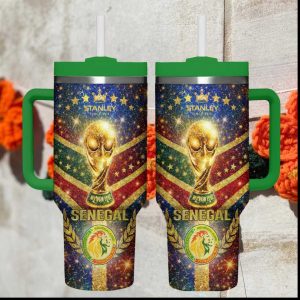 Senegal Lions of Teranga World Cup Trophy Galaxy Sparkle Tumbler Art