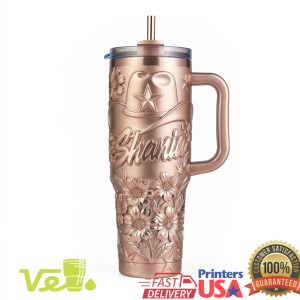 Shania Twain Queen of Me Country Music Rose Gold Floral Tumbler