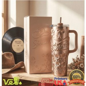 Shania Twain Queen of Me Country Music Rose Gold Floral Tumbler