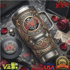 Slayer Reign In Blood Metal Band 40oz Insulated Cup with Handle