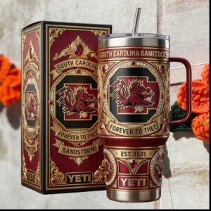 South Carolina Gamecocks Sandstorm Forever To Thee Vintage Garnet Gold Stainless Steel Insulated Tumbler
