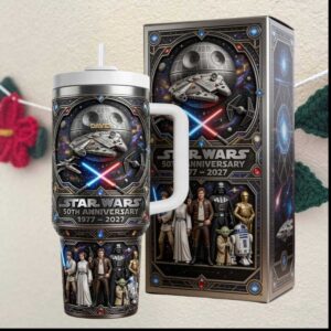 Star Wars 50th Anniversary 1977 2027 Death Star Millennium Falcon Movie Fan Tumbler