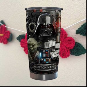 Star Wars Darth Vader and Yoda 3D Embossed Style Custom Name Tumbler