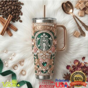 Starbucks Coffee Siren Luxury Jewel Embellished Emerald Green Gift for Women Stainless Steel Insulated Tumbler