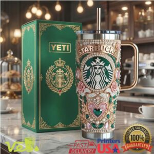 Starbucks Coffee Siren Luxury Jewel Embellished Emerald Green Gift for Women Stainless Steel Insulated Tumbler